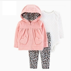 Kit infantil bebê 3 peças. Body manga longa, blusa manga longa com zíper e capuz e calça na internet