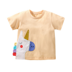 Camiseta infantil manga curta aplique na internet