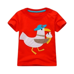 Camiseta infantil manga curta aplique na internet