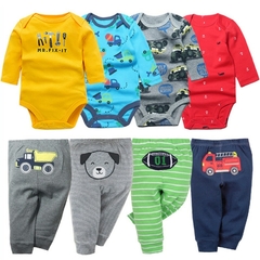 Kit infantil bebê 8 peças - 4 bodies manga longa e 4 calças na internet