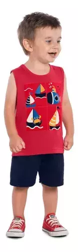 Conjunto Blusa com Bermuda com Estampa Barcos - Kyly - comprar online