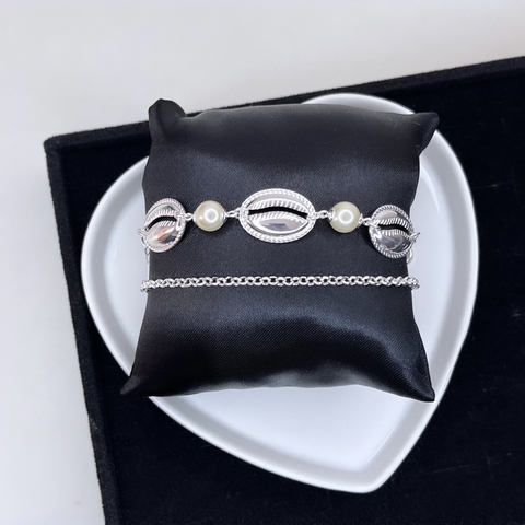 Pulseira dupla (concha + elo português)