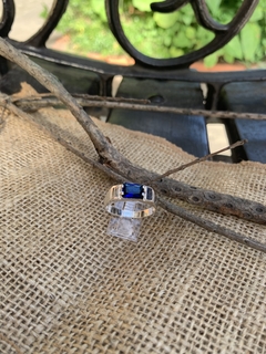 Anel Prata 925 Quadrado com Pedra de Zircônia - COD 124/125