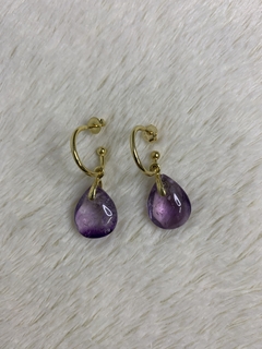 Brinco Argola Ametista Folheado a Ouro 18K - COD 2860 - comprar online