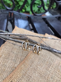 Brinco Argola Cravejada Infinito Folheado a Ouro 18K - na internet