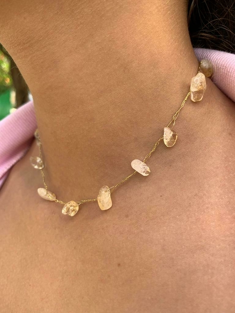 Colar Crochê Pedra Citrino - COD 1354