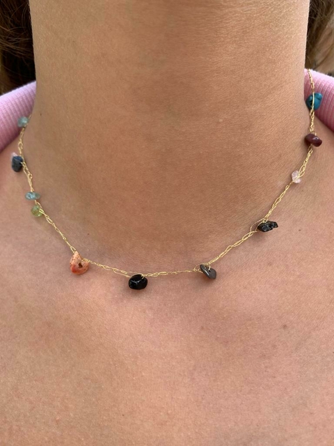 Colar Crochê Pedras variadas - COD 1354