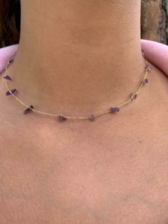 Colar Crochê Pedra Ametista - COD 1354