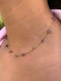 Colar Crochê Pedra Ametista - COD 1354 - comprar online