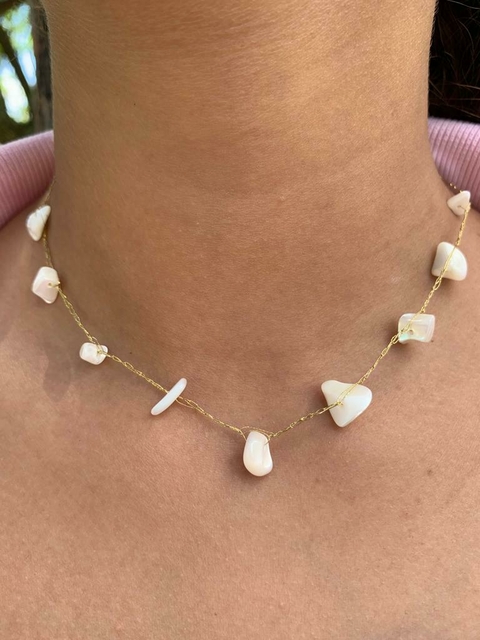 Colar Crochê Pedra Madrepérola - COD 1354