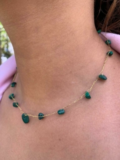 Colar Crochê Pedra Malaquita - COD 1354 - comprar online
