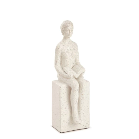 Escultura Mulher com Livro Aberto