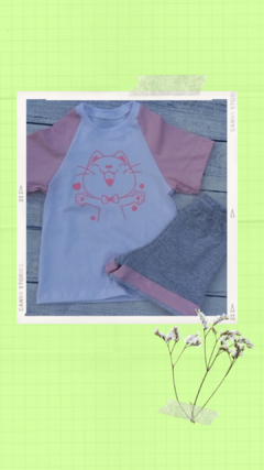Conjunto corto con estampa de gatito