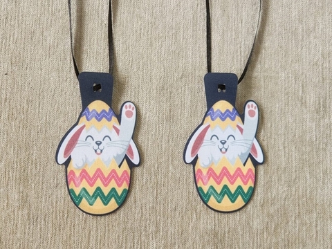 PÁSCOA GRAVATA TECIDO COELHO OVO COLORIDO C/15