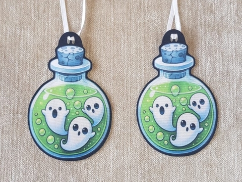 HALLOWEEN GRAVATA TECIDO POÇÃO MÁGICA FANTASMAS VERDE C/15