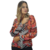 Camisa Estampada Vermelha Lantejolas