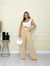 Calça Pantalona Cintura Alta Cós Largo Com Corrente