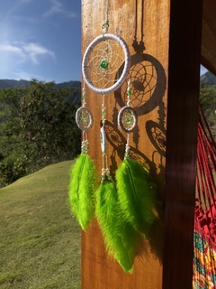 Filtro dos sonhos - Verde e branco - Kaya Artesanatos