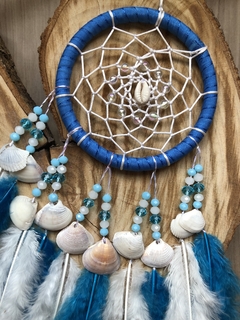Filtro dos Sonhos Azul e Branco com Búzio e Conchas - loja online