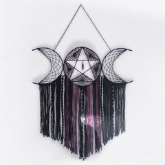 Filtro dos Sonhos Lua Tripla Pentagrama com Pedra Ametista Triluna (Sob Encomenda) - comprar online