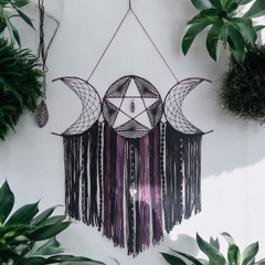 Filtro dos Sonhos Lua Tripla Pentagrama com Pedra Ametista Triluna (Sob Encomenda) na internet