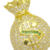 Pingente Saco de Dinheiro Grande Cravejado com Pedras de Zircônia Verdes 4x2,2cm - Banhado a Ouro 18K na internet
