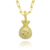 Pingente Saco de Dinheiro Grande Cravejado com Pedras de Zircônia Verdes 4x2,2cm - Banhado a Ouro 18K