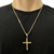 Pingente Crucifixo Detalhado Cravejado com Pedras de Zircônia Brancas 4x3cm - Banhado a Ouro 18K - loja online