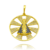 Pingente Redondo Nossa Senhora Aparecida Vazado Cravejado com Pedras de Zircônia Diâmetro 4cm - Banhado a Ouro 18K