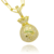 Pingente Saco de Dinheiro Grande Cravejado com Pedras de Zircônia Verdes 4x2,2cm - Banhado a Ouro 18K - comprar online