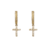 Brinco Argola Duas Fileiras com Crucifixo Cravejado com Pedras de Zircônia - Banhado a Ouro 18K