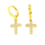 Brinco Argola com Cruz Cravejada com Pedras de Zircônia - Banhado a Ouro 18K