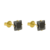 Brinco Quadrado Cravejado com Pedra de Zircônia Preta 6mm - Banhado a Ouro 18K - loja online