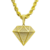 Pingente Diamante Grande Cravejado com Pedras de Zircônia 4x3,5cm - Banhado a Ouro 18K