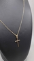 Corrente Cartier Cadeado Fecho Tradicional 1,2mm 70cm + Pingente Cruz Agulha - Banhado a Ouro 18K - comprar online