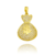 Pingente Saco de Dinheiro Pequeno Cravejado com Pedras de Zircônia 2,5x1,8cm - Banhado a Ouro 18K