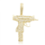 Pingente Arma Mini Uzi Cravejado com Pedras de Zircônia 3,5x3,5cm - Banhado a Ouro 18K
