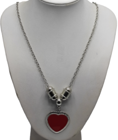 Collar Largo con Corazon Esmaltado - Accesorios de Moda Aramel