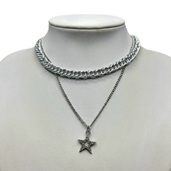 Collar Chocker Doble Dije con Piedras Strass - comprar online