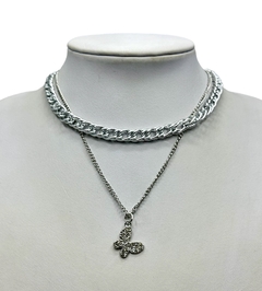 Collar Chocker Doble Dije con Piedras Strass en internet