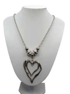 Collar Largo de Cadena con Corazon Doble / Flor en internet