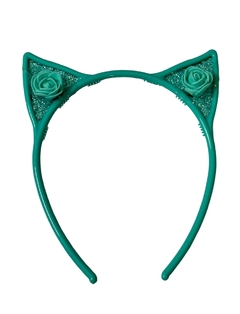 Vincha Orejas Glitter con Flor X 6 Unidades - Accesorios de Moda Aramel