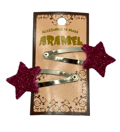 Hebilla Tic Tac Estrella Glitter x 6 Pares