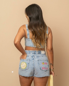 SHORT JEANS GLITTER LIMÃO - CRISMEL