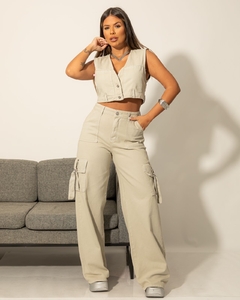 CALÇA WIDE CARGO FIVELAS - CRISMEL