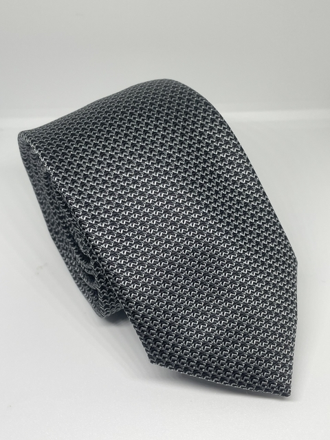 GRAVATA ITALIANA PRETO E CINZA MAQUINETADA
