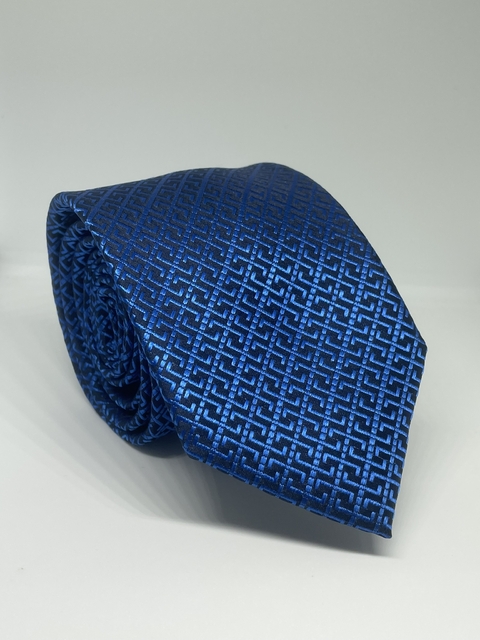 GRAVATA ITALIANA AZUL E PRETO ABSTRACT