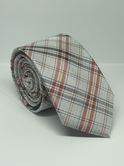 GRAVATA ITALIANA LARANJA XADREZ