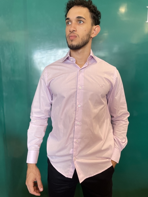 CAMISA SOCIAL MANGA LONGA LAVANDA SLIM 100% ALGODÃO FIO 60