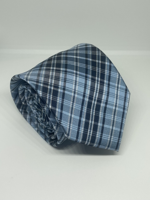 GRAVATA ITALIANA XADREZ AZUL